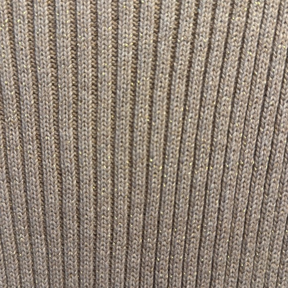 Calvin Klein Tan With Gold Metallic Cowl Neck Sweater - Picture 13 of 14